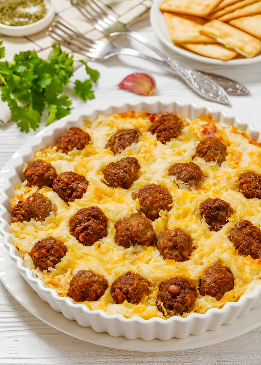 cheesy meatball casserole