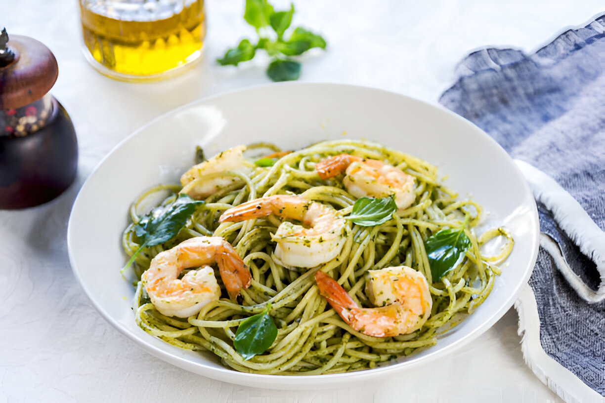 shrimp pesto pasta