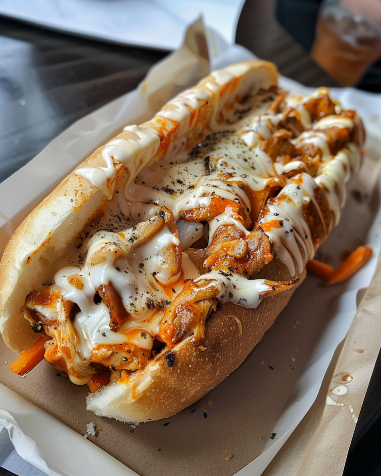 Buffalo Chicken Cheesesteak taken with iphone 15 pro max --iw 2 --ar 4:5 --v 6.0 --raw