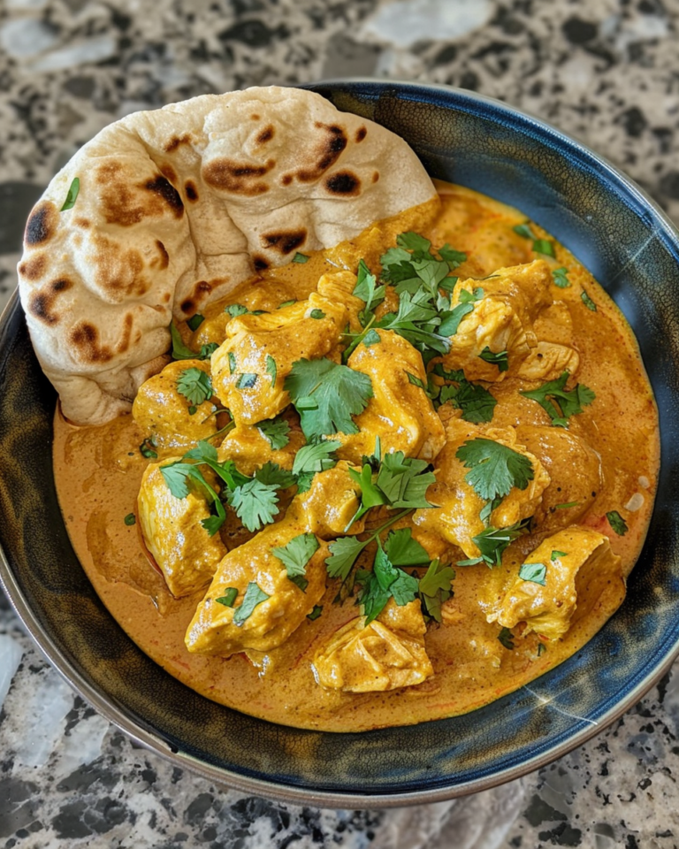 Chicken Korma with Flatbread taken with iphone 15 pro max --iw 2 --ar 4:5 --v 6.0 --raw