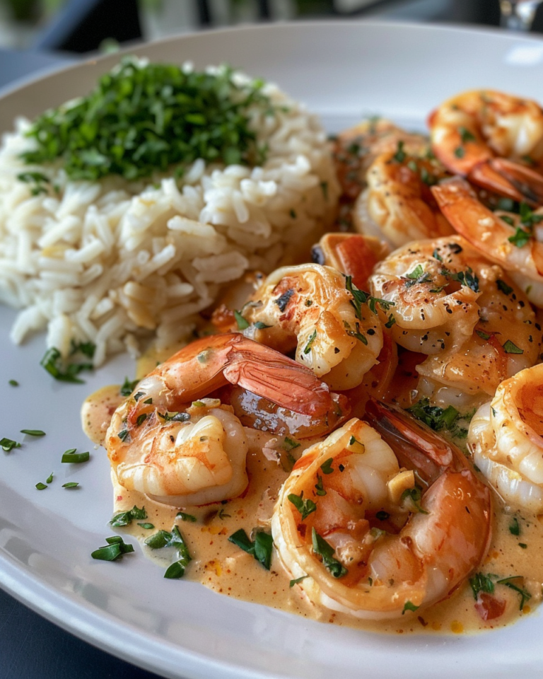 Creamy Garlic Shrimp with Rice taken with iphone 15 pro max --iw 2 --ar 4:5 --v 6.0 --raw