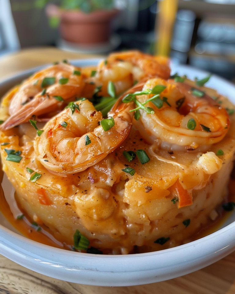 Garlic Shrimp Mofongo taken with iphone 15 pro max --iw 2 --ar 4:5 --v 6.0 --raw