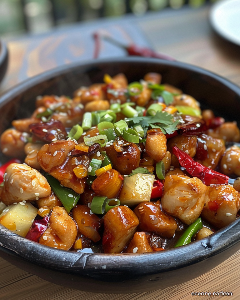 Kung Pao Chicken taken with iphone 15 pro max --iw 2 --ar 4:5 --v 6.0 --raw