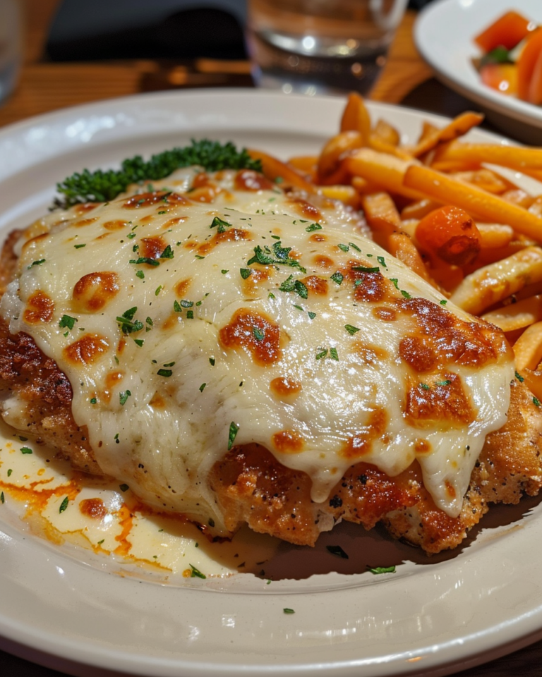 Longhorn Steakhouse Parmesan Chicken taken with iphone 15 pro max --iw 2 --ar 4:5 --v 6.0 --raw